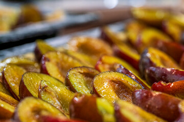 Home made plum cake in preparation phase before the delicious cake get into the oven