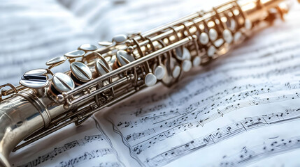 Obraz premium Saxophone on Sheet Music