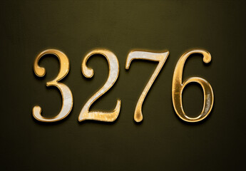 Old gold effect of 3276 number with 3D glossy style Mockup.	