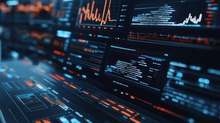 Obraz premium Futuristic Data Visualization and Analytics Dashboard