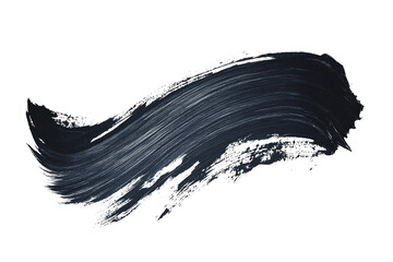 Black paint brush stroke isolated on white background, ideal for artistic design and layout applications.