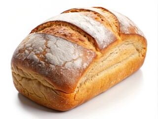 Freshly Baked Tasty Loaf of Bread on White Background Perfect for Culinary and Food Photography Needs