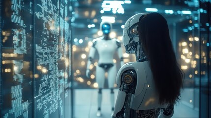 Futuristic City with Robotic Figures