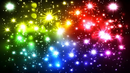 Obraz premium Rainbow Stars and Glitter Abstract Background