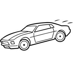 high speed car outline coloring book page line art drawing