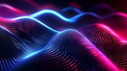 Neon light abstract waves design,Electric power light energy line wave fabric motion blur, big cloud data online digital world background, abstract neon background with glowing pink blue curvy lines,