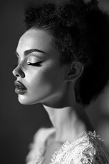 close portrait of a modern Frankenstein bride