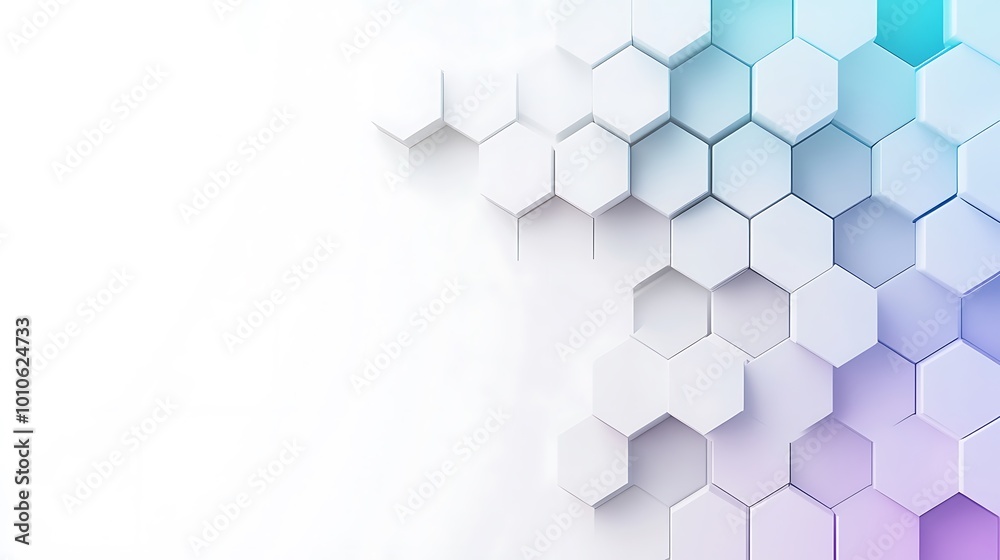 Aufkleber abstract background with hexagonal pattern in white, blue, purple and turquoise colors with copy spa