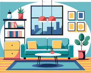 Modern Living Room Interior Design Illustration