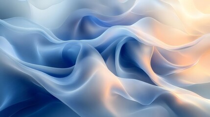 Obraz premium Blue and white abstract fluid waves Generative AI