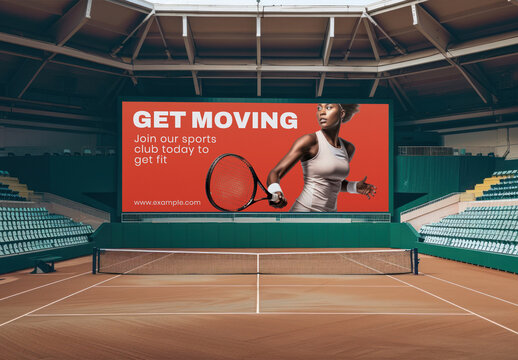 Tennis Court Billboard Sign Mockup With Generative AI