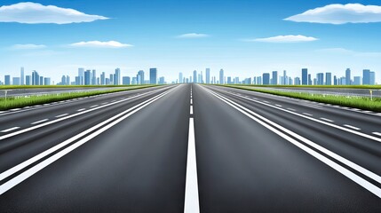 Fototapeta premium An illustrated city road with buildings on both sides, perfect for urban design projects.