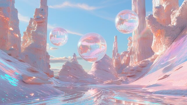 Futuristic Alien Civilization: Hyperrealistic 3D Epic Landscapes with Rivers of Light and Colorful Terrains