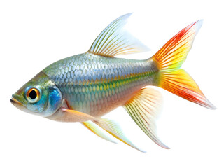Threadfin Rainbowfish swiming isolated on a transparent background