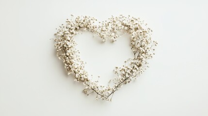 Delicate Heart-Shaped Floral Wreath on Neutral Background