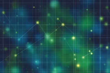 Obraz premium Abstract Green and Blue Grid Background with Glowing Lines and Lights