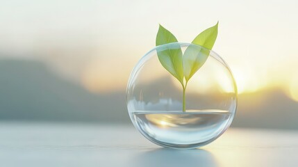 A small plant is growing in a round sponge.