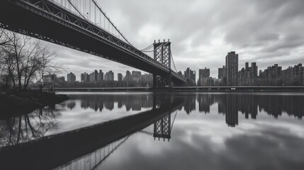 Obraz premium Bridge and reflection in the water.