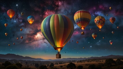 Fototapeta premium a colorful hot air balloon with the words hot air balloons on it.