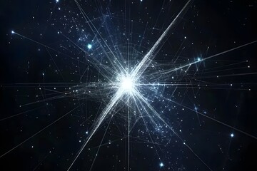 Fototapeta premium Abstract Light Burst with Network Lines and Stars