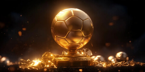 Golden Football Trophy: Symbol of Excellence and Prestige in Football, Shining Bright in Celebration of Sporting Achievement