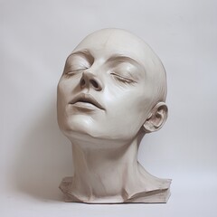 Realistic Clay Sculpture of a Woman's Head
