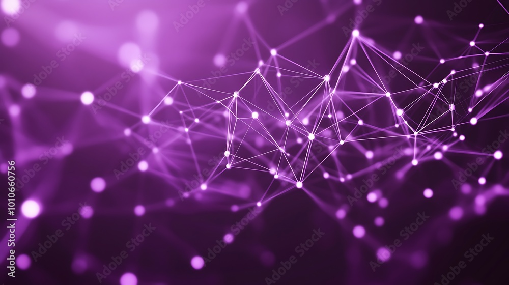 Aufkleber Abstract purple background with glowing dots and lines forming a network.