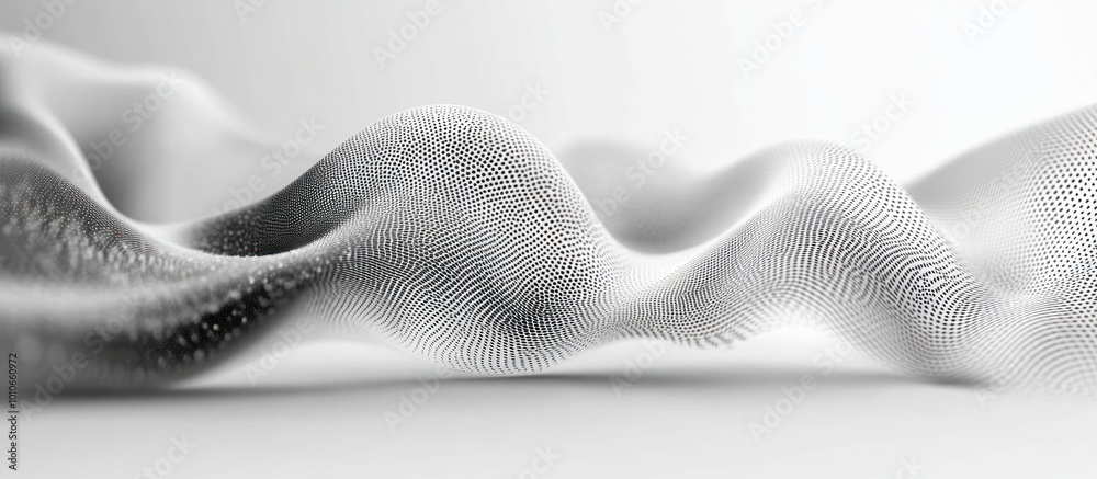 Sticker Abstract white wave pattern with dots, creating a flowing dynamic design.