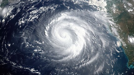 Hurricane Eye from Space View Over Ocean