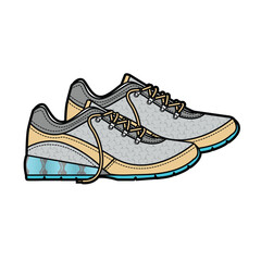 Man retro sneakers vector design technical drawing by adobe illustrator