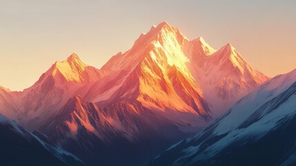 Majestic Sunrise Over Snow-Capped Mountain Range