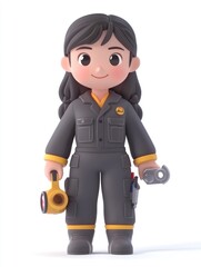 A cheerful cartoon character in a work uniform holding tools, representing a skilled profession.