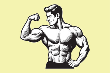 Obraz premium Muscular bodybuilder vector silhouette