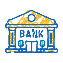Obraz premium cityscape bank building doodle icon sketch vector. cityscape bank building sign. isolated symbol illustration