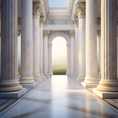 Obraz premium White marble columns in a classical architectural design.