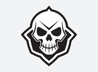 Skull Logo, Vintage T Shirt Vector, Skull crossbone vector pirate icon logo Halloween ghost graphic symbol illustration.