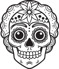 Day of the dead skull line art vector