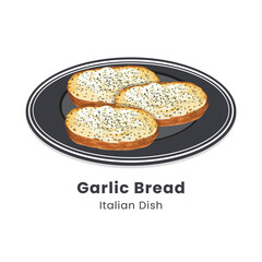 Hand drawn vector illustration of cheese garlic bread