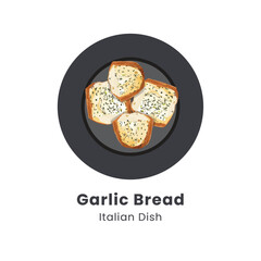 Hand drawn vector illustration of cheese garlic bread