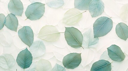 Soft Green Leaves on Light Background