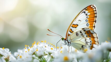 Captivating Close-up of a Vibrant Butterfly Resting on a Delicate Flower in a Serene Garden Scene