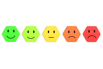 Emotion feedback scale. Includes such emoticon as angry, sad, neutral, joy and happy expression,...
