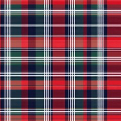A striking tartan pattern featuring bold red and green colors, creating a classic and timeless textile design.
