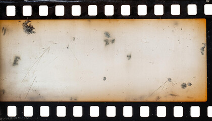 Blank grained film strip texture background with heavy grain, dust and fingerprint