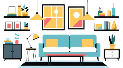 Modern Living Room Interior Design with Sofa