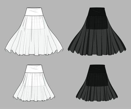 Flared skirt flat sketch store