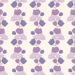 seamless pattern with purple flowers on white background