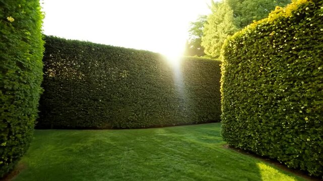 4K Scenic Garden Maze with Sunlight and Sculpted Hedges &ndash; Peaceful Nature