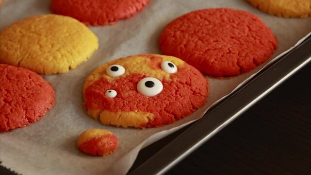Cute Halloween Monster Eye Cookies - Close-Up