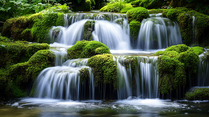 Obraz premium Serene Forest Waterfall